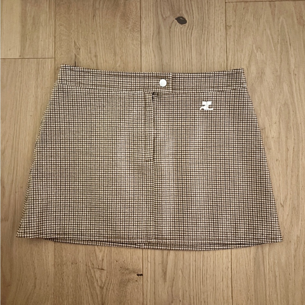 Elegant Brown Checkered Mini Skirt